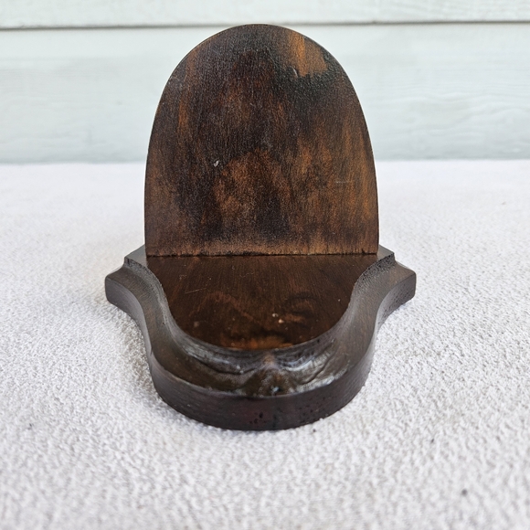 VTG Wooden Wall Sconce Taper Pillar Candle Holder One MCM Brown Scalloped - Picture 5 of 7